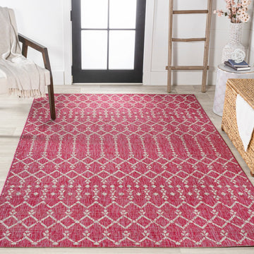 Ourika Moroccan Geometric Textured Weave Indoor/outdoor Rug